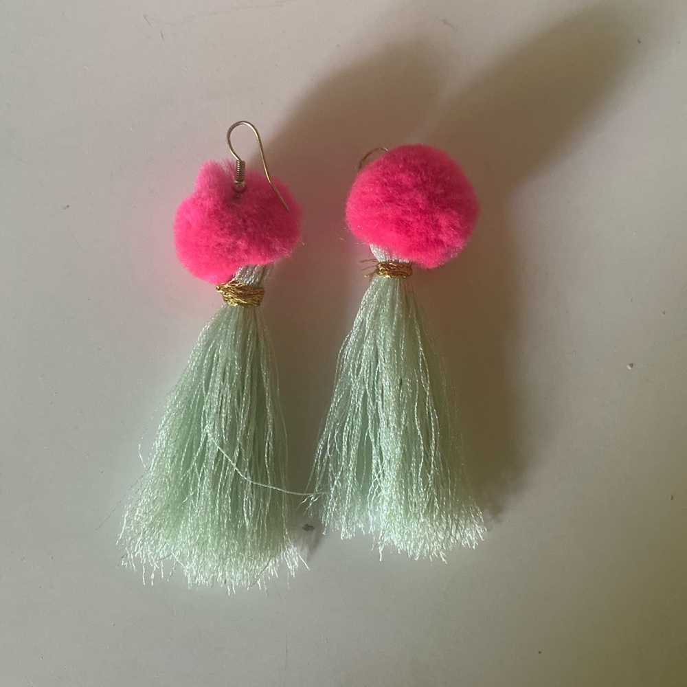 Pom Pom/Fringe Statement Earrings
